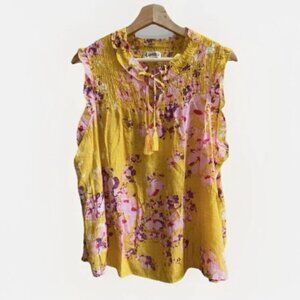 Nanette Lepore Yellow and Pink Floral Blouse